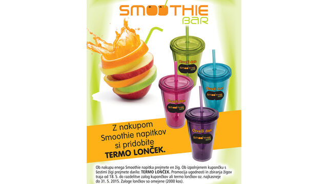 Z nakupom Smoothie napitkov si pridobite TERMO LONČEK