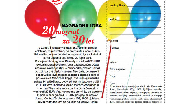 Nagradna igra 20 nagrad za 20 let